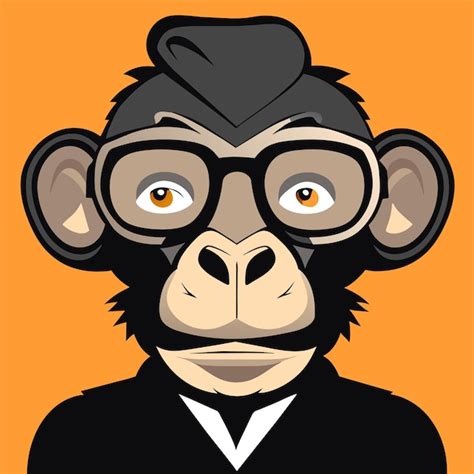 Monkey in suit hand drawn flat stylish cartoon sticker icon concept ...