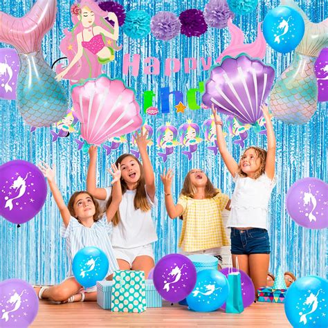 Buy 202 PCS Little Mermaid Party Decorations Mermaid Balloons for Girls ...
