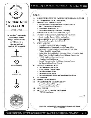 Fillable Online tcdsb Principals/VicePrincipals/Program Coordinators ...