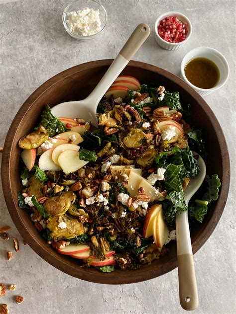 Fall Harvest Kale Salad with Roasted Brussels Sprouts - Something ...