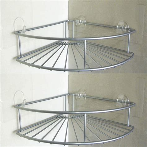 No Drilling 2 Pack Corner Floating Shelves, Stainless Steel with Double ...