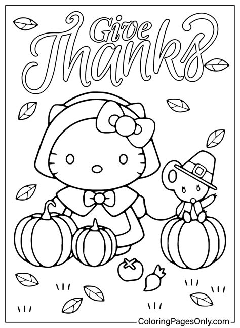 Hello Kitty Thanksgiving Coloring Page
