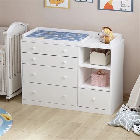 AIEGLE White Baby Dresser with Changing Table and 5 Drawers Baby ...