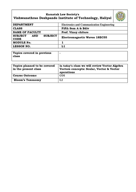 EMT 18EC55 Module 1 L01 - lec1 explains about vector algebra and vector ...