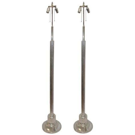 Pair of Silver Plated Floor Lamps For Sale at 1stDibs