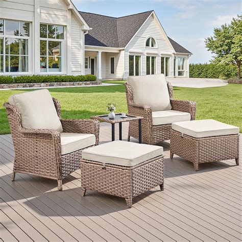 Amazon.com: Outdoor Patio furniture set-5 Pieces All-Weather Wicker ...