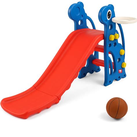 Storio Kids Slide with Basketball Hoop Giraffe Themed Indoor & Outdoor ...