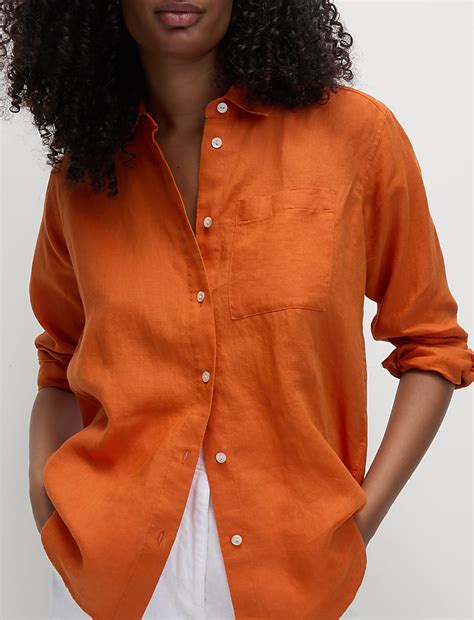 Buy Pure Linen Oversized Girlfriend Style Shirt at Marks & Spencer