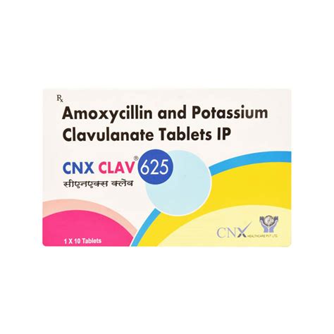 Cnx Clav 625mg Strip Of 10 Tablets: Uses, Side Effects, Price & Dosage ...