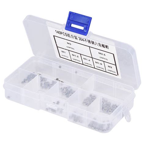 Hex Nuts, Nut Assortment Set,140Pcs Stainless Steel Hexagonal Nuts M1 ...