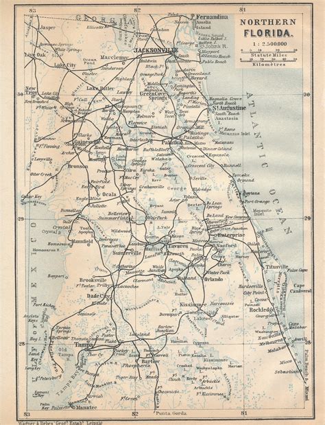 Complete Old Map Of Northern Florida