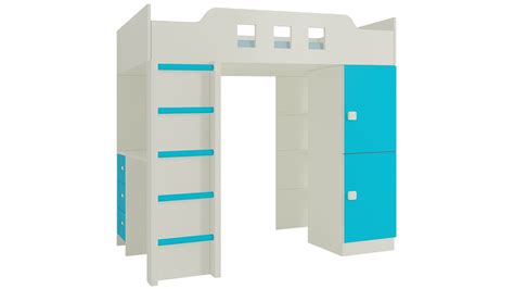 Adona Siona Twin Bunk Bed with Wardrobe, Study Desk, Open Shelves and ...