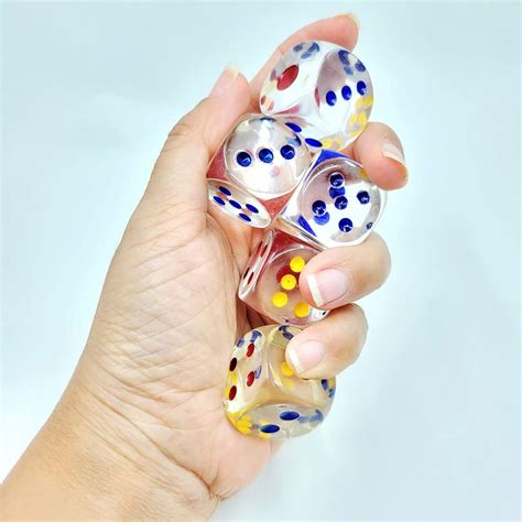 Buy GFDay 24mm Jumbo Dice with Colored Dots, 6-Sided Transparent Dice ...