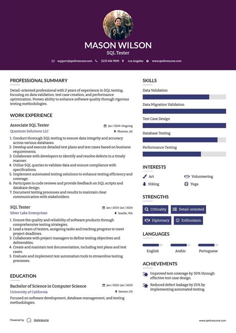 Image result for SQL Tester Resume PDF