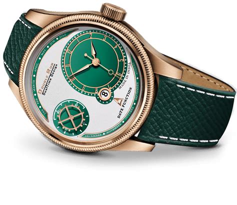 Buy DOUBLERUN Chronograph and Date Display Green Color Dial Leather ...