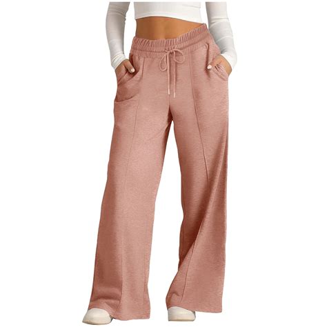 Women's Causal Drawstring High Waist Baggy Straight Wide Leg Sweatpants ...