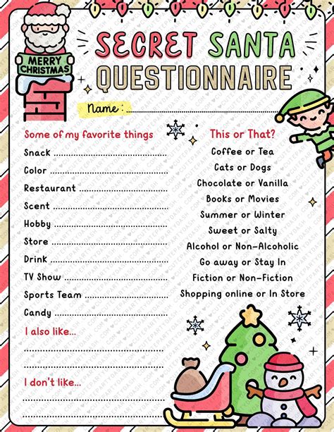 Printable Template Secret Santa Form - Printable Board Games