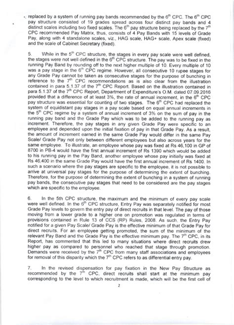 Recommendations of the 7th CPC - Bunching of stages in the revised pay ...
