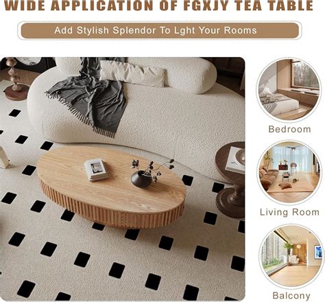 FGXJY Oval Coffee Table with Storage, Modern Wooden Coffee India | Ubuy