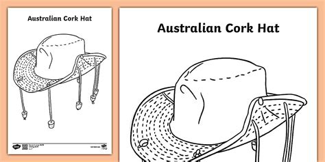 Australian Cork Hat Colouring Page
