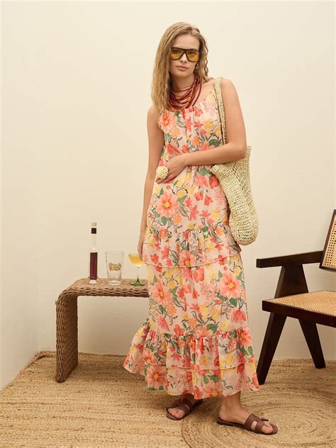 Buy Women Beige Floral Strappy Maxi Dress Online at Best Price - Sassafras