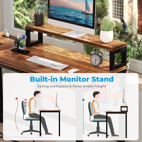 Buy GreenForest L Shaped Desk with Power Outlets, 50.4 Inches ...