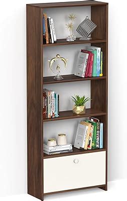 BLUEWUD Seonn Engineered Wood Bookshelf Cabinet Book Rack Organizer ...