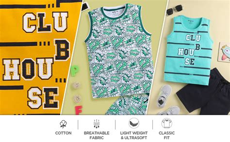 Buy Bumchums Rupa Sleeveless Round Neck T-Shirt and Pant Set for Boys ...