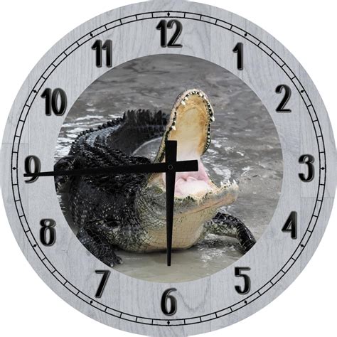 Large Wood Wall Clock 24 Inch Round Alligator India | Ubuy