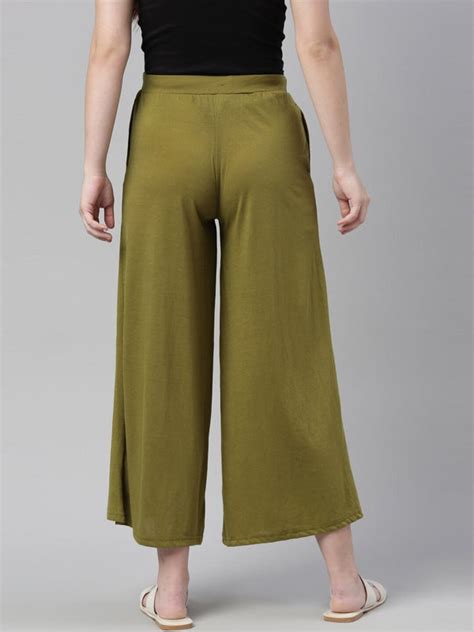 Buy Souchii Olive Green Knitted Ethnic Palazzos Online at Best Price ...