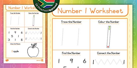 Preschool Numeracy: Number 1 Worksheet (teacher made)