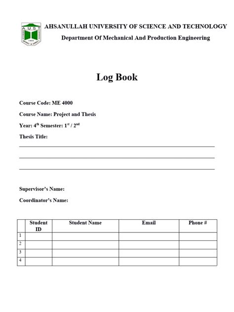 Image result for Log Book Format