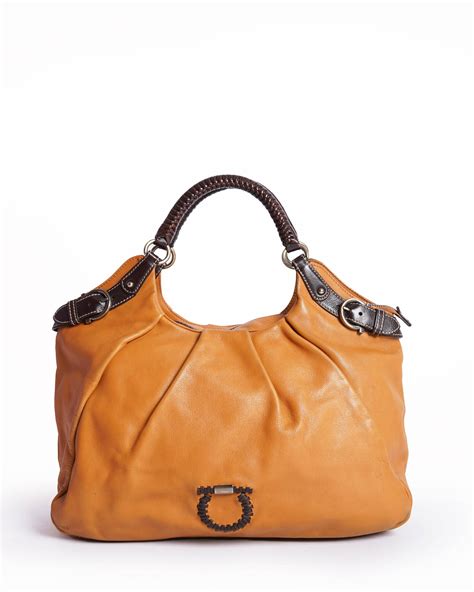 Salvatore Ferragamo Tan-Brown Leather Hobo Bag | Authentic My Alamri