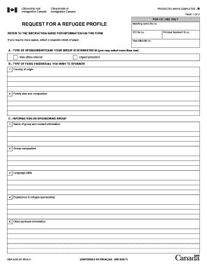 Fillable Online cic gc Request for a Refugee Profile - Citoyennet et ...
