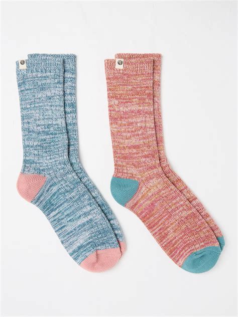 Blue & Pink 2 Pack Women's Boot Socks | FatFace