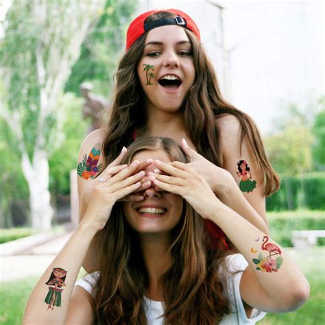 Hsei 316 Pieces Hawaiian Luau Themed Temporary Tattoos Tropical Tattoos ...