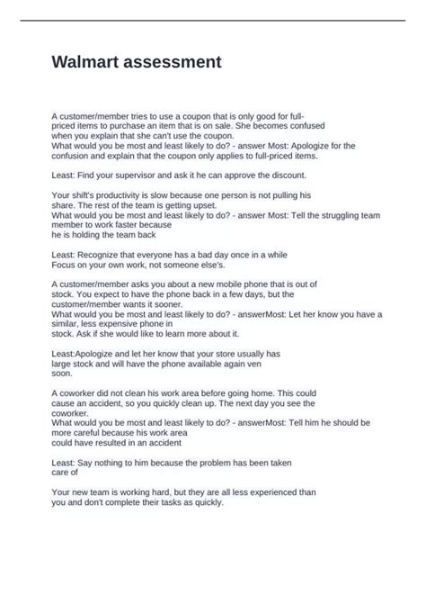 Walmart assessment Questions and Answers 2024 - Walmart - Stuvia US