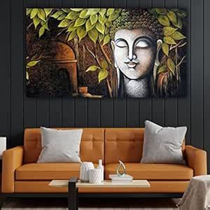 The Seven Colours Beautiful Meditating Buddha Painting Under Bodhi Tree ...