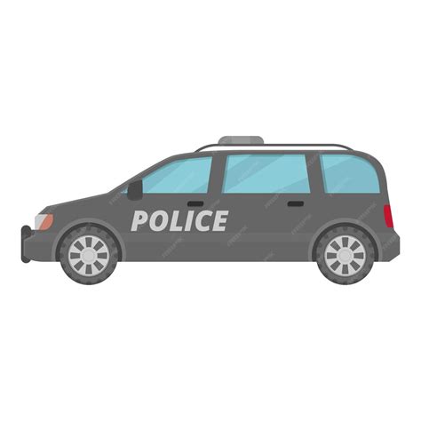Modern grey police car parked side view illustration | Premium Vector