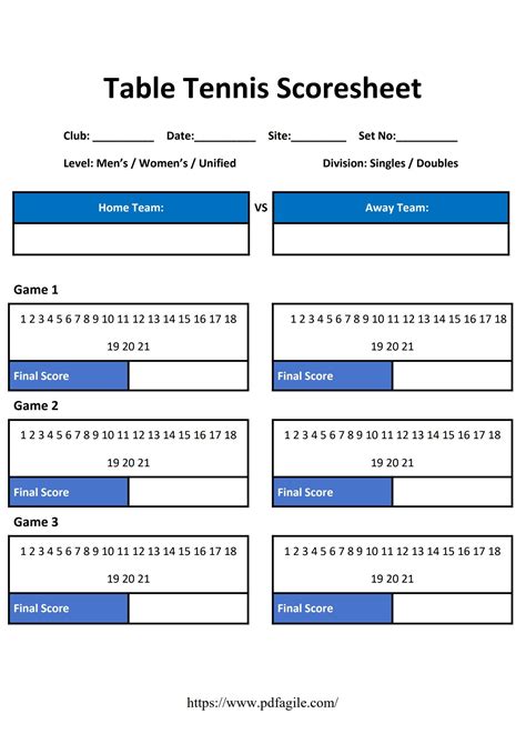 Free Printable Tennis Score Sheets