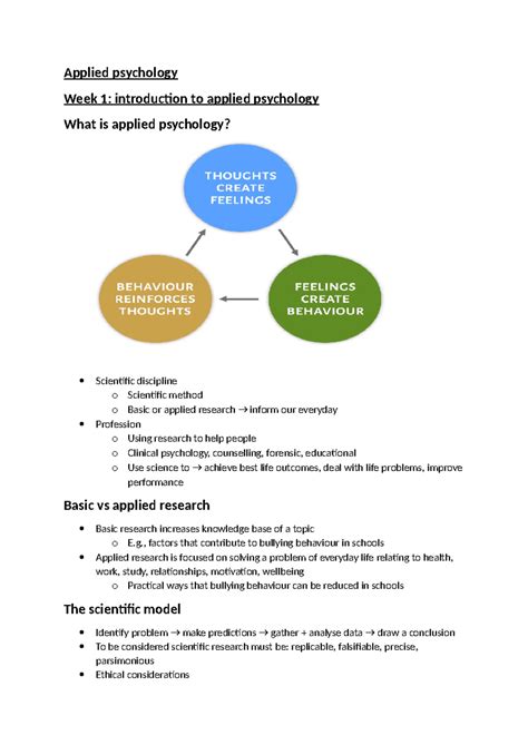 Applied psychology - notes - Applied psychology Week 1: introduction to ...