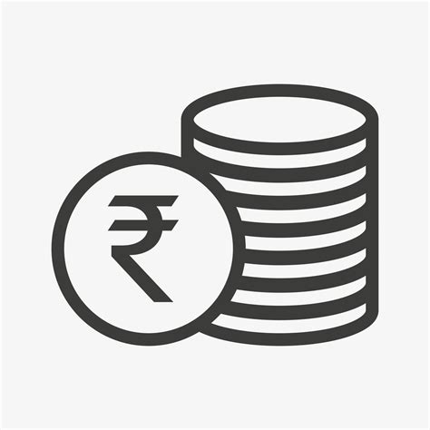 Rupee icon. Money outline vector illustration. Pile of coins icon ...