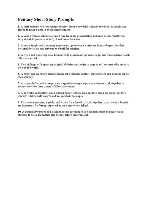 Fantasy Short Story Prompts | PDF