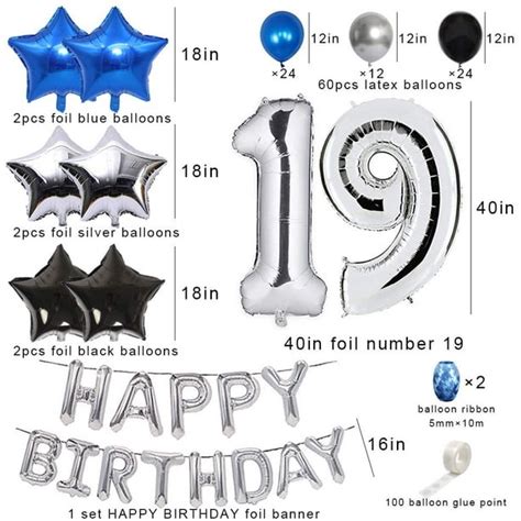 90th Birthday Decorations Sweet 19th Birthday Balloon 19th Birthday ...