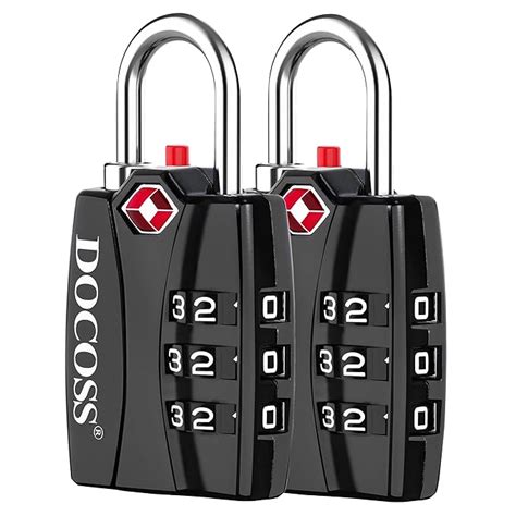 Docoss Metal TSA 3 Digit Number Lock for Bag, Luggage, Travel (Black ...