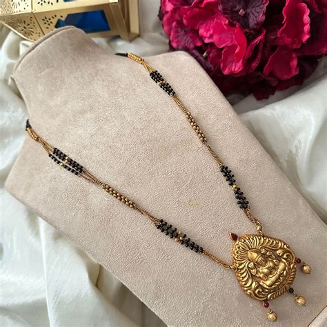 Gold Look Alike 3 Layer Lakshmi Pendant Mangalsutra -G12748 – vrikshamindia