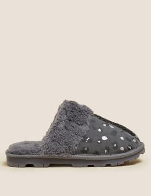 Suede Leopard Print Clog Slippers