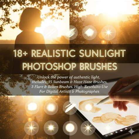 18 Realistic Sunlight Photoshop Brushes, Sun Rays, Light Beam & Glow ...