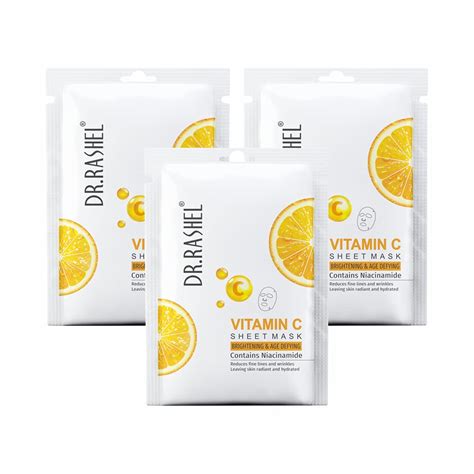 Buy DR.RASHEL Vitamin C Face Sheet Mask With Serum For Women and Men ...