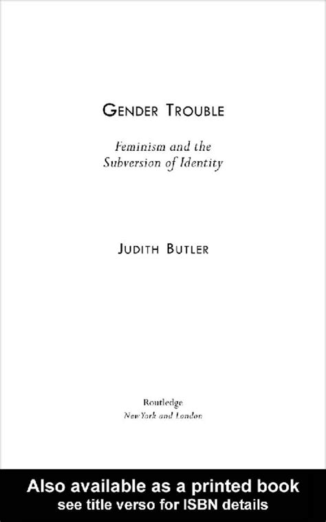 Butler's Gender Trouble - Feminism & Identity Subversion (1999) - Ch ...